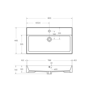 Раковина керамическая CEZARES 80 см, CZR-MIL-80-LVB белый